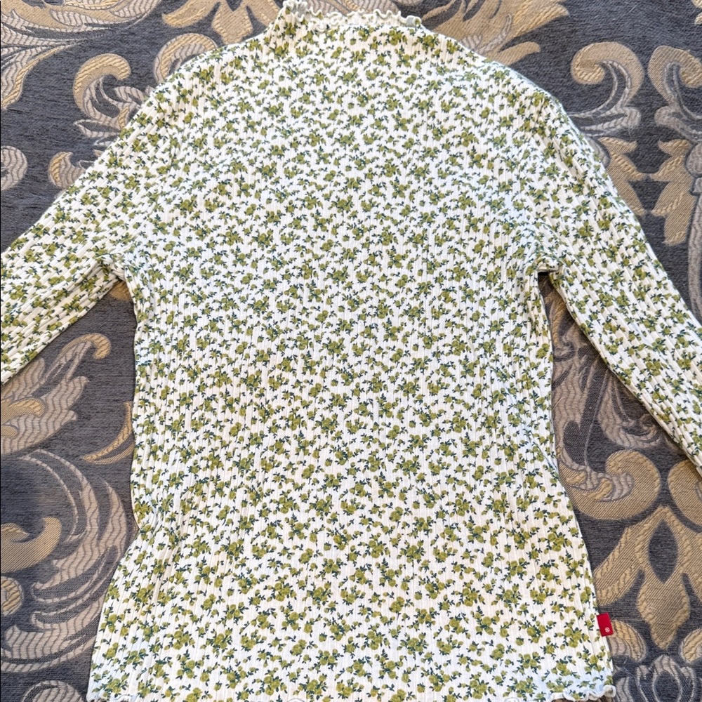 Levi's Cream and Green Floral Blouse